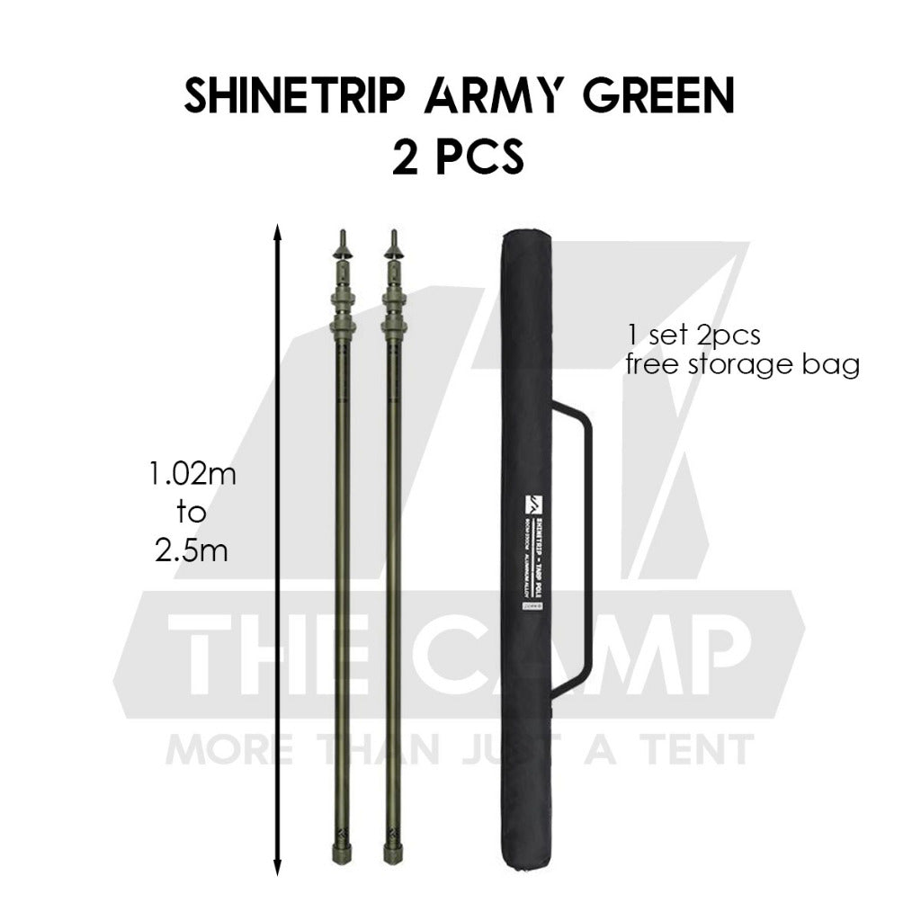 Shinetrip / SWS 2.5m Adjustable Pole Rod Quick Adjust for Flysheet Tarp Tent Camping Bag Hiking Awning Tactical Style