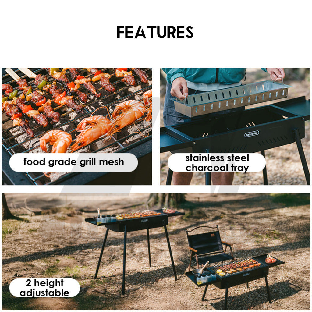 Naturehike Moyan Portable Charcoal BBQ Grill Stand Adjustable Height Stove Outdoor Camping Side Rack Shelf CNK2550CF013