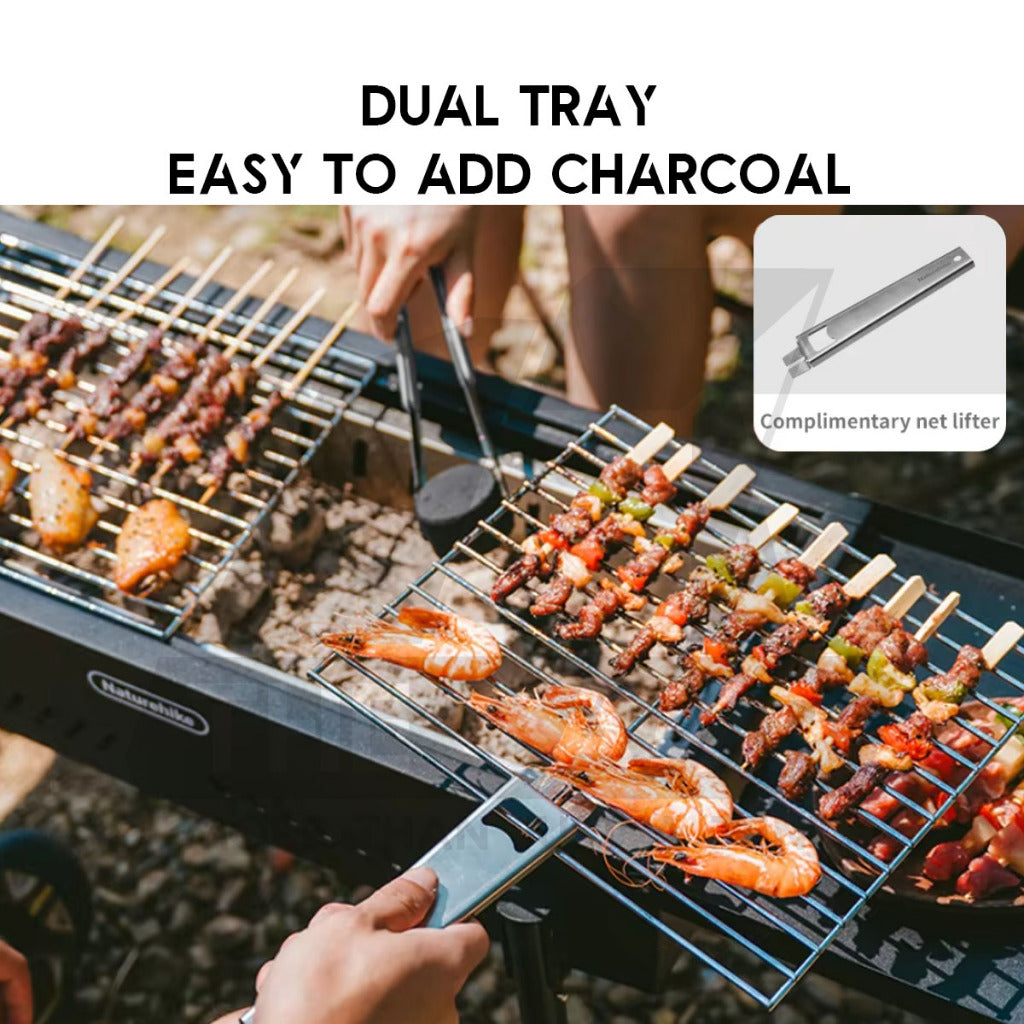 Naturehike Moyan Portable Charcoal BBQ Grill Stand Adjustable Height Stove Outdoor Camping Side Rack Shelf CNK2550CF013