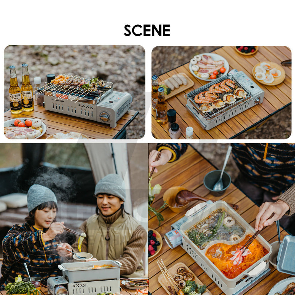 Naturehike Multipurpose Stove Grill BBQ Steamboat Hotpot Cassette Non Stick Frying Pan Outdoor Camping CNK2450CF033