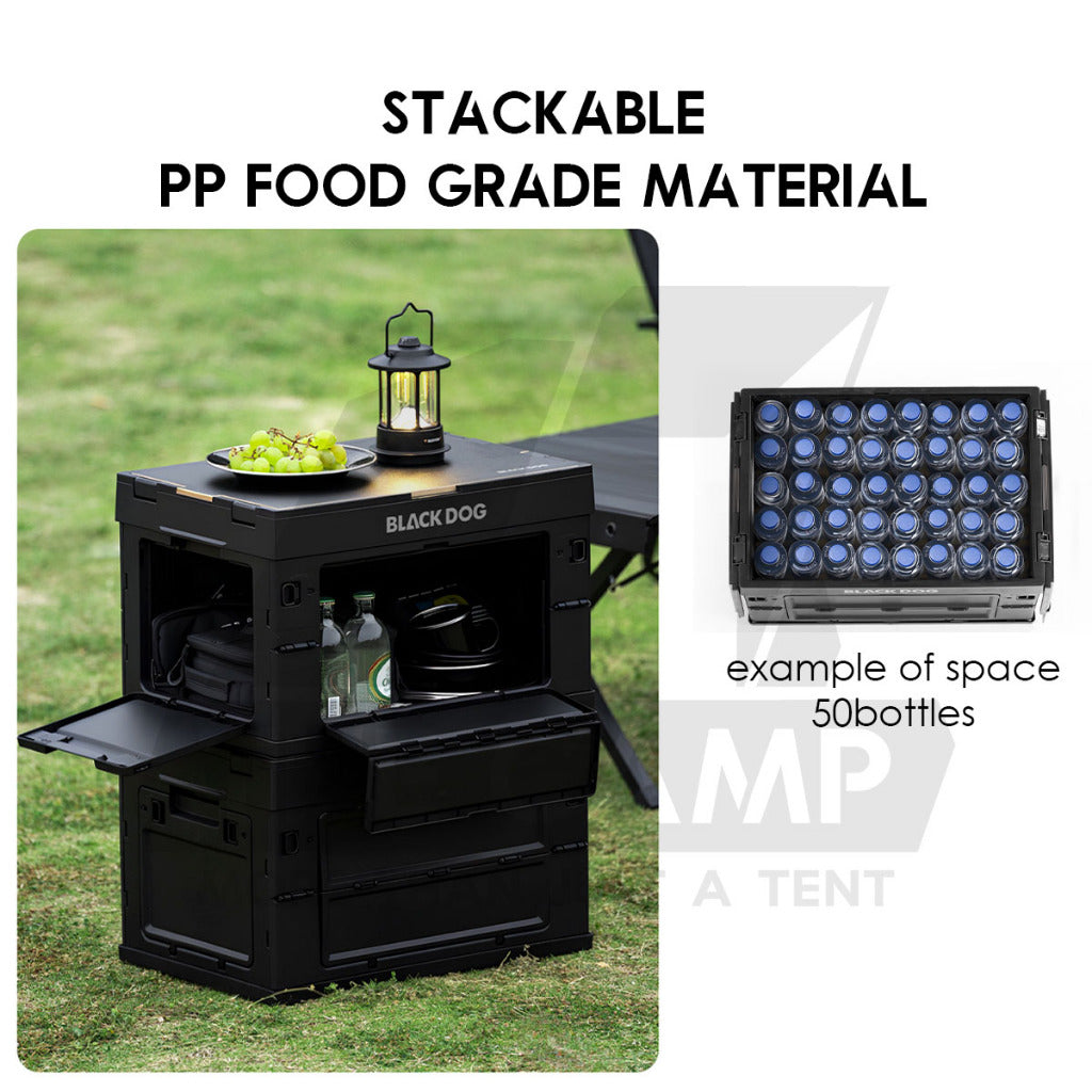 Blackdog Folding Storage Box 25L 50L Outdoor Camping Folding Foldable Multipurpose Black Box with Table Top CBD2550XB013