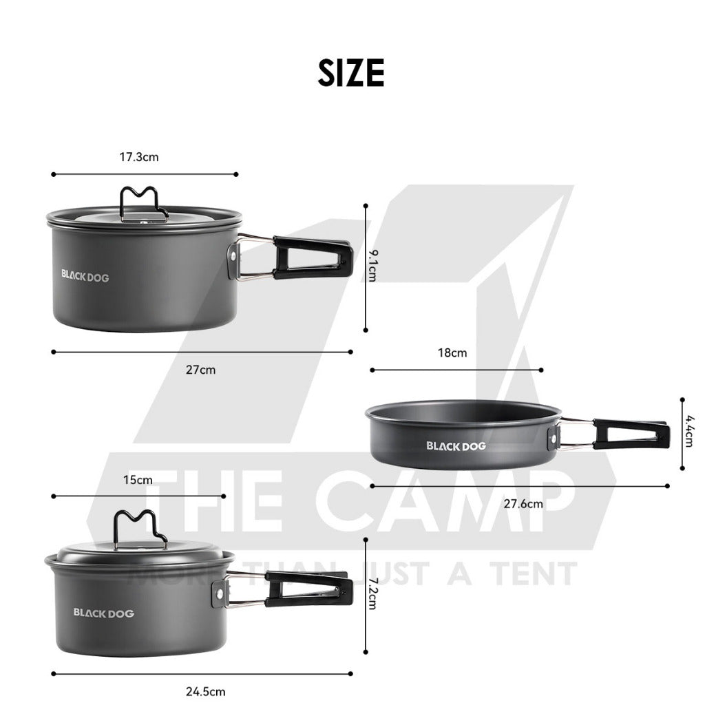Blackdog Aluminium Pot Set Cookware Cooking Set Kettle Pan Pot Camping Outdoor Picnic CBD2550CF012