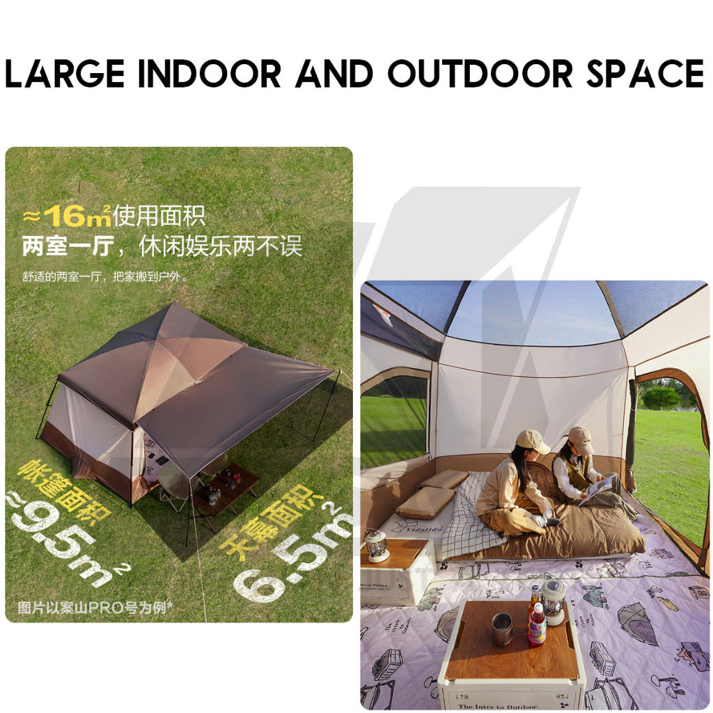 Vidalido An Saan Tent M / PRO Outdoor Camping Manual PU1500mm Family Villa Silver Coating Khemah Unta Camel