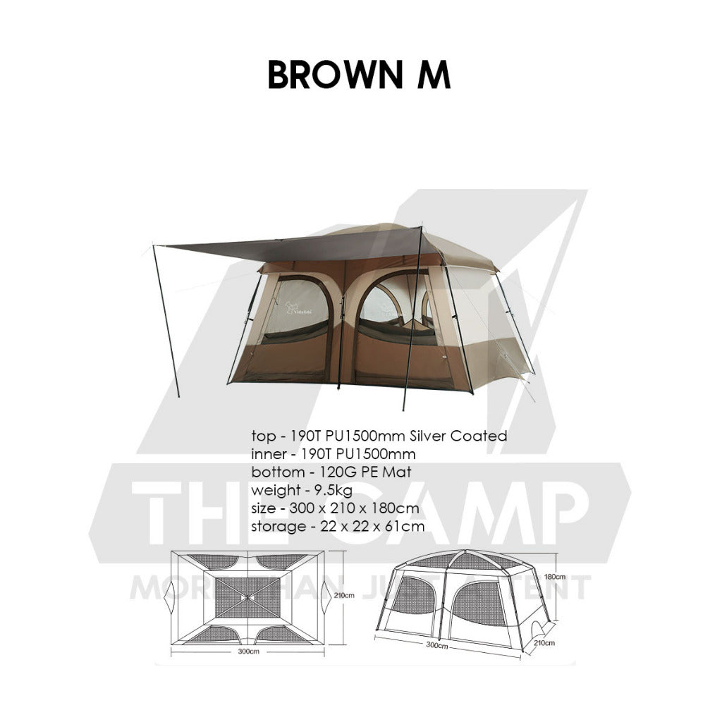 Vidalido An Saan Tent M / PRO Outdoor Camping Manual PU1500mm Family Villa Silver Coating Khemah Unta Camel
