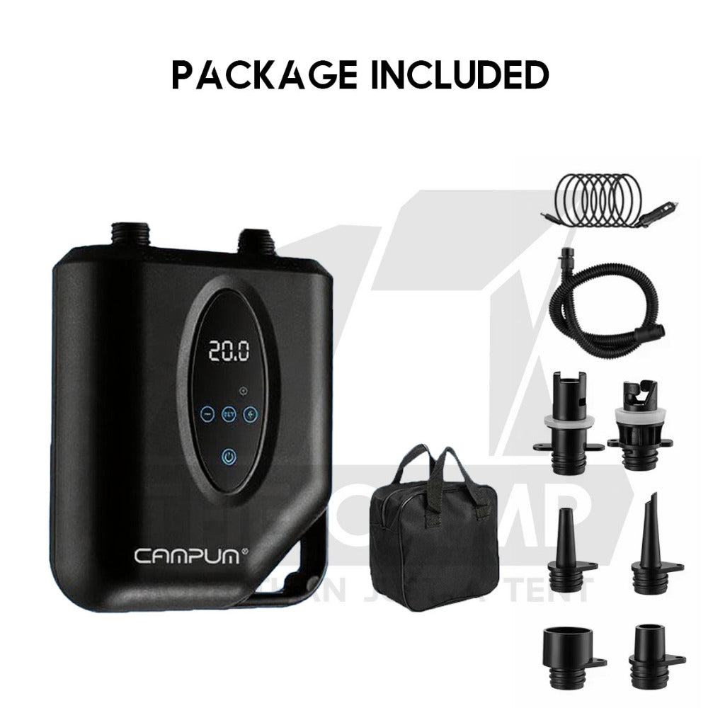 Campum Air Pump for Air Tent Inflate Deflate SUP Board Air Bed 20PSI 12000mah Portable Electric Car Plug