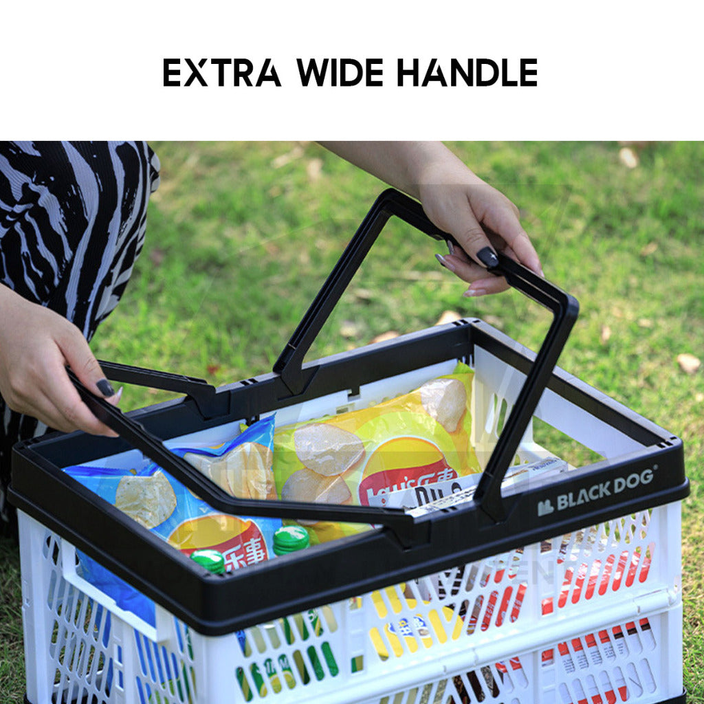 Blackdog Foldable Basket Folding Storage Box Outdoor Camping 26L Large Capacity Portable Compact Size Black CBD2450XB012