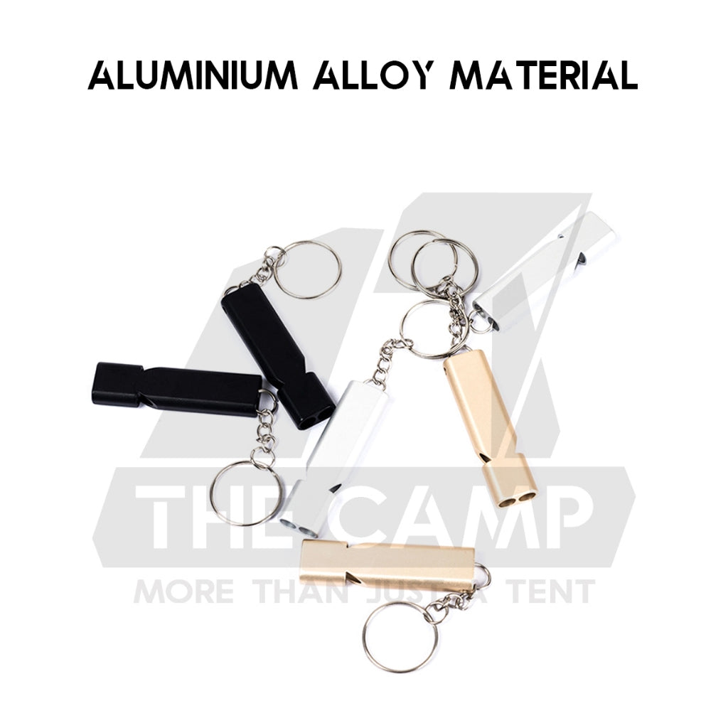 Aluminum Alloy High Pitched Whistle Dual Frequency Hi Pitch Survival Dual Tube Outdoor Hiking Camping EDC Tools Keychain