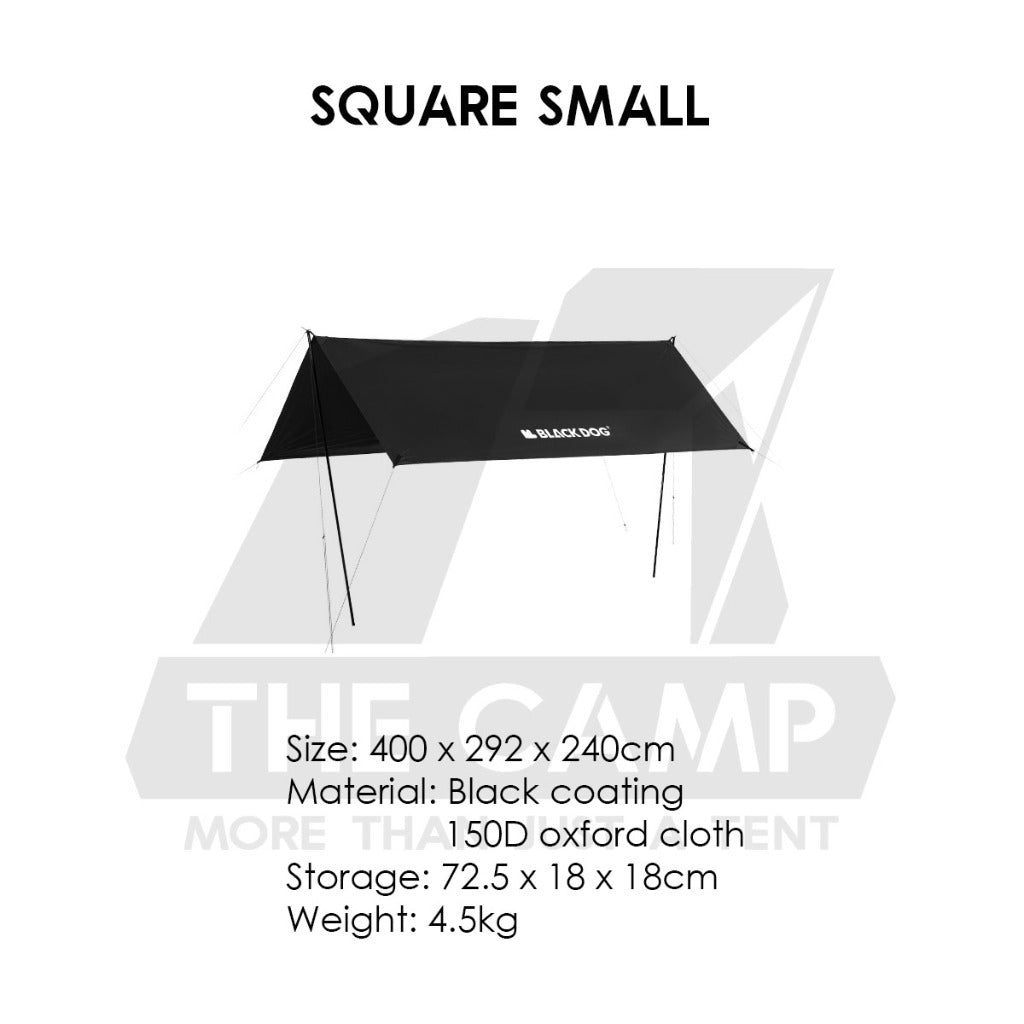 Blackdog Hexagon / Square Flysheet Tarp Large Outdoor Camping Black Square Awning Pole Tent Light