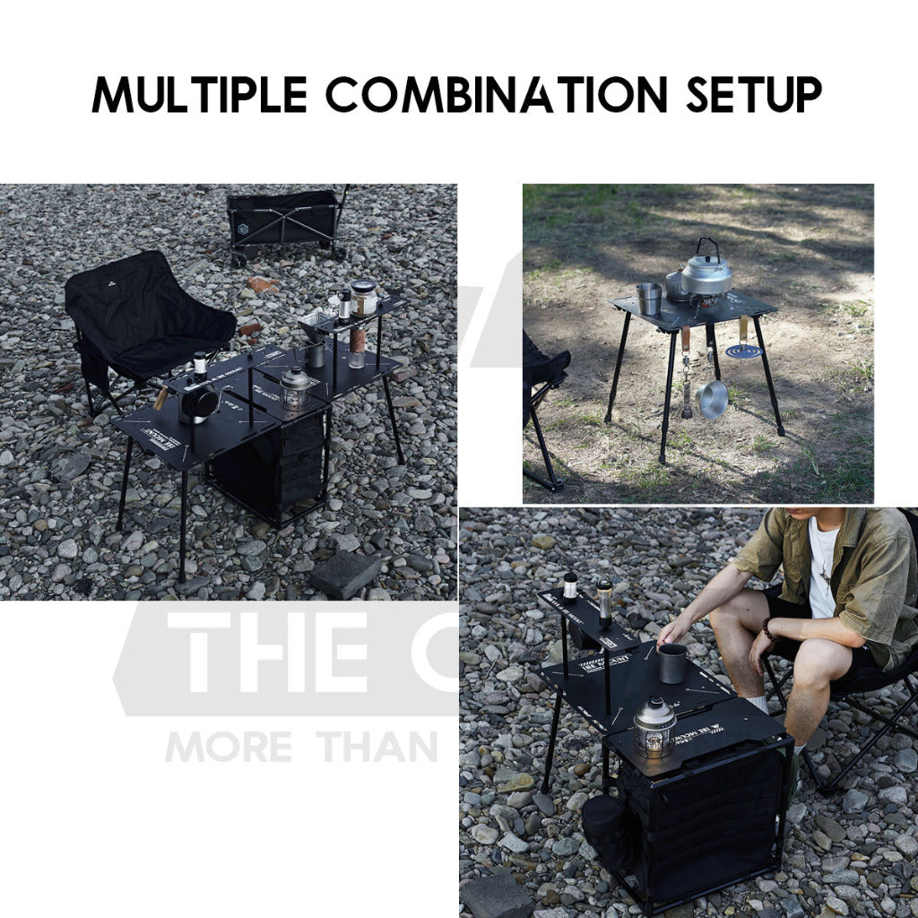 Tactical Table Set Field Office Outdoor Camping Black with Rack Aluminium Alloy Light Weight Compact Suitcase Helinox