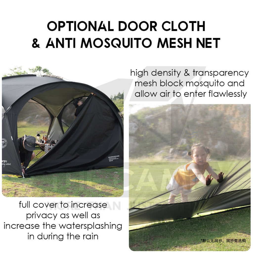 Shinetrip Dome Shelter Tarp Set Door Cloth Door Mesh Net PU3000 Silver Coated Black Anti Mosquito Tent