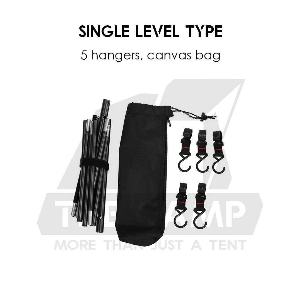 Outdoor Triangle Hanging Rack Aluminum Mesh Camping Hanger Cookware Tripod Shelf Stand Tableware Organizer Double Level