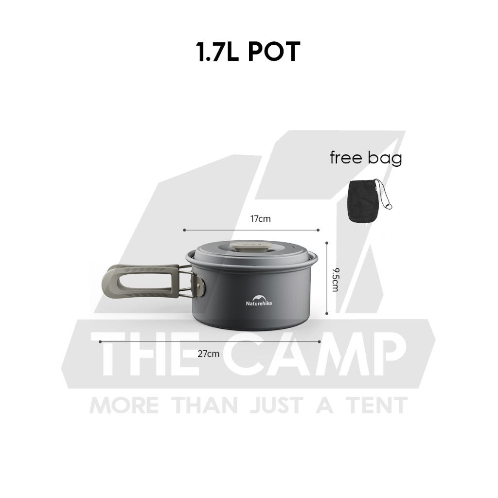 Naturehike Aluminium Cookware Set Cooking Set Pot Set Kettle Pan Pot Camping Outdoor Picnic CNK2450CF010