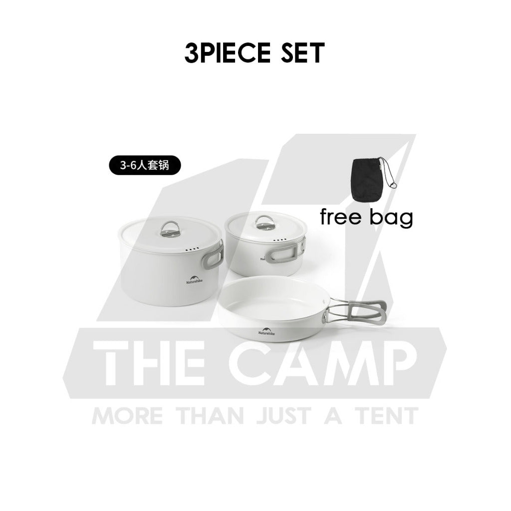 Naturehike Ceramic Cookware Set Non Stick Coating Cooking Set Pot Set Kettle Pan Pot Camping Outdoor Picnic CNK2450CF013