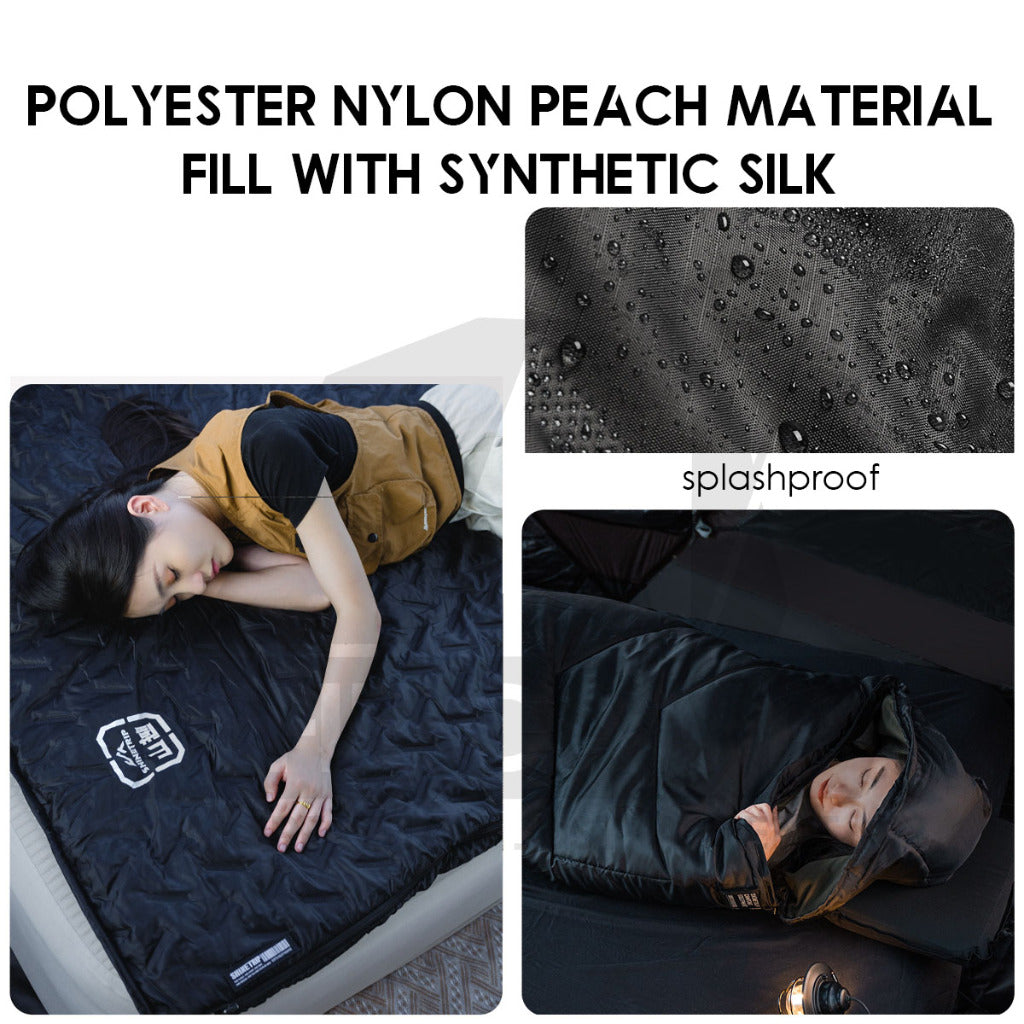 Shinetrip Ultrasonic Sleeping Bag Lightweight Hood Splashproof Washable Joinable Comforter Blanket Black Double