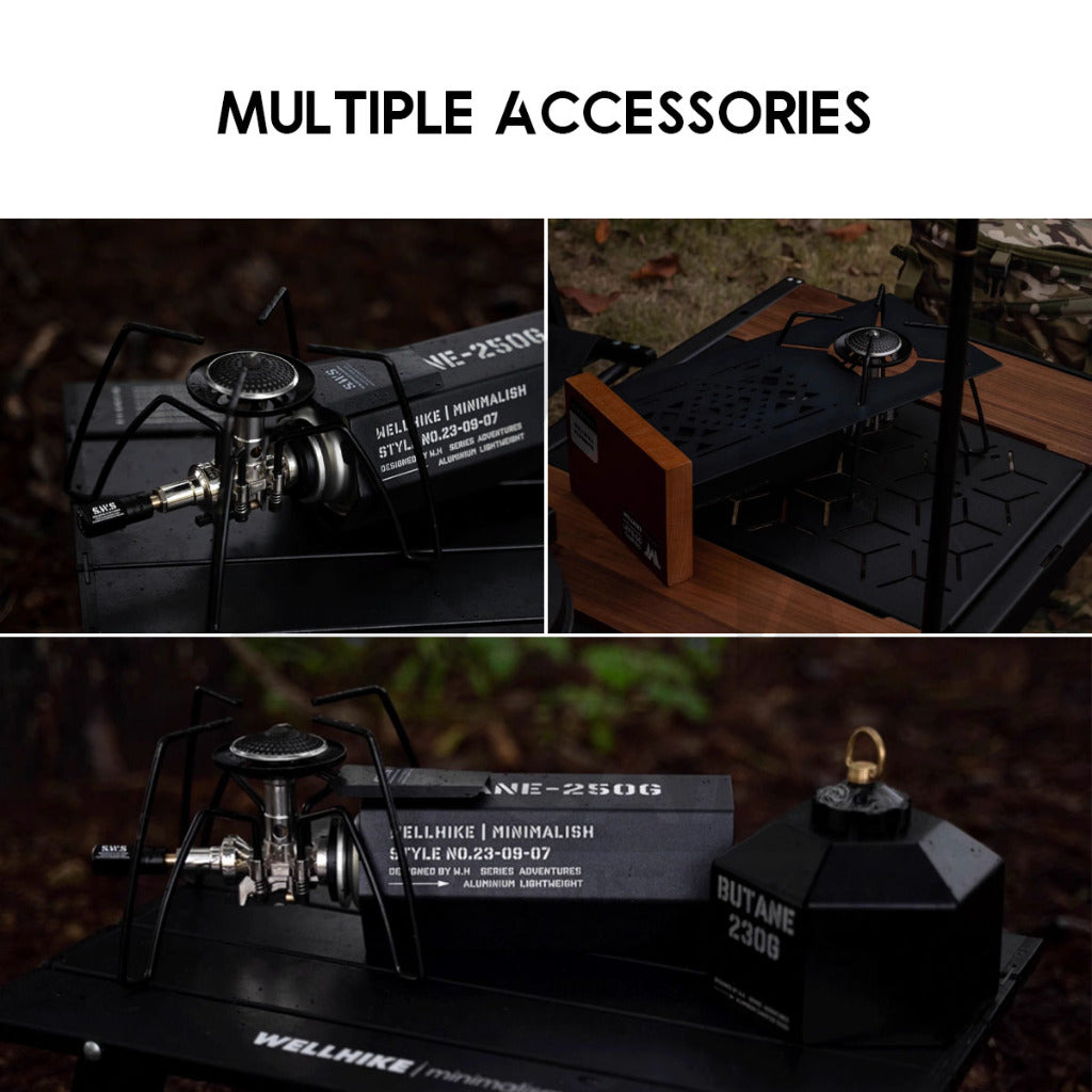 Wellhike SWS Spider Stove with Accessories Black Titanium Windshield Valve Turning Knob Regular Assist Bag Plate Rack