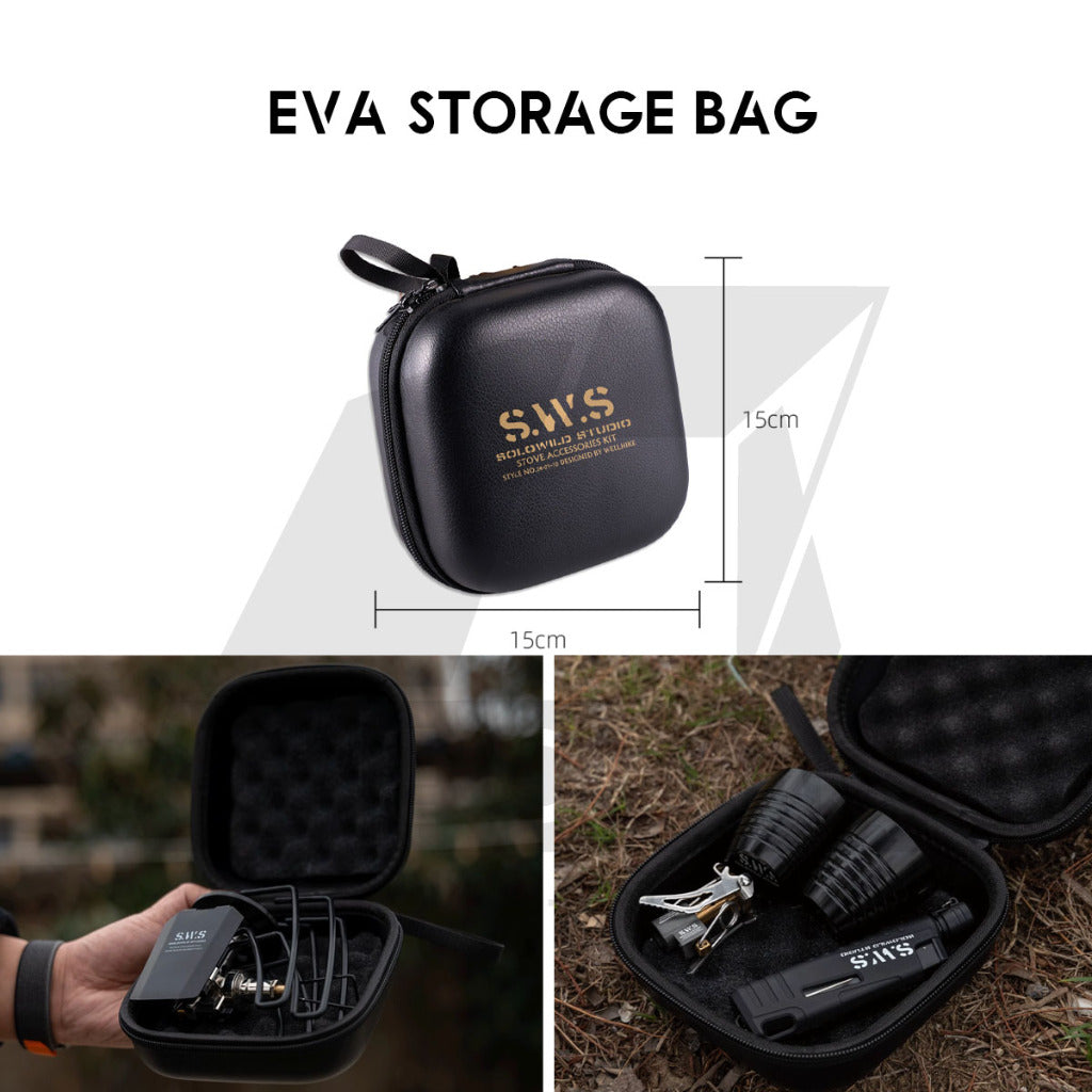 Wellhike SWS Spider Stove with Accessories Black Titanium Windshield Valve Turning Knob Regular Assist Bag Plate Rack