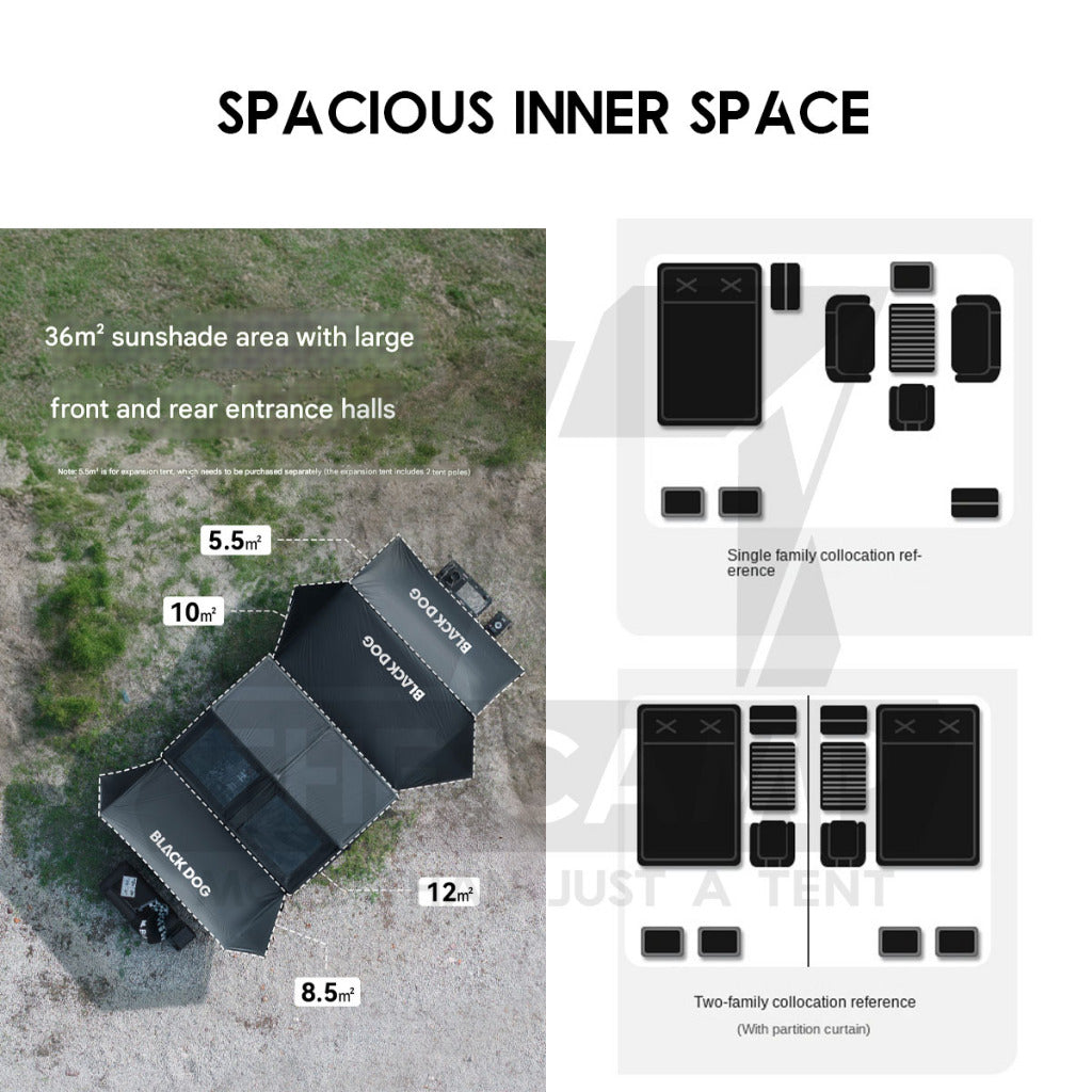Blackdog Air Tent 500 x 400cm Large Inflatable PVC Air Pillar Outdoor Camping Black KunPeng Khemah Angin CBD2550WS012