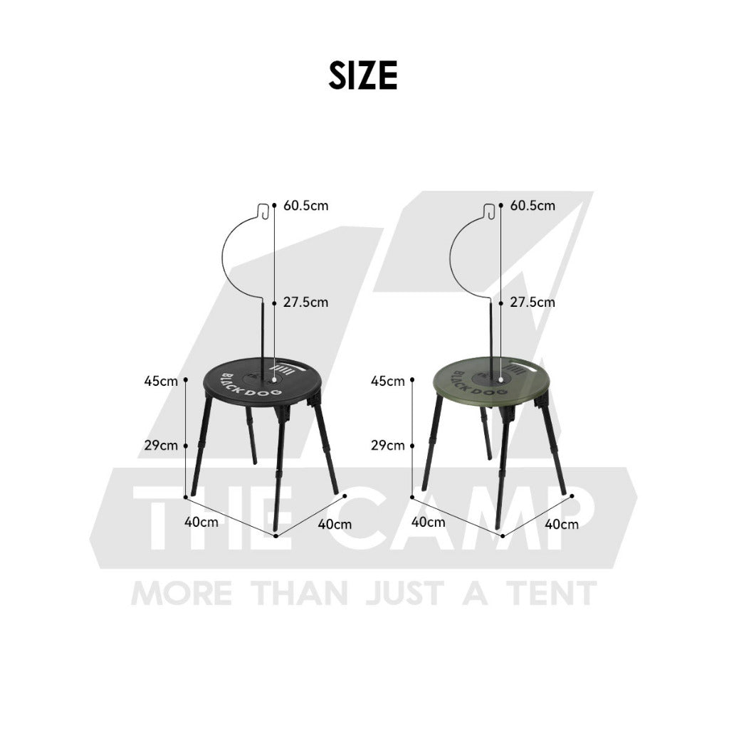 Blackdog Portable Table Stool Round Adjustable Height Heavy Duty with Lamp Pole Meja Hitam CBD2550JJ025