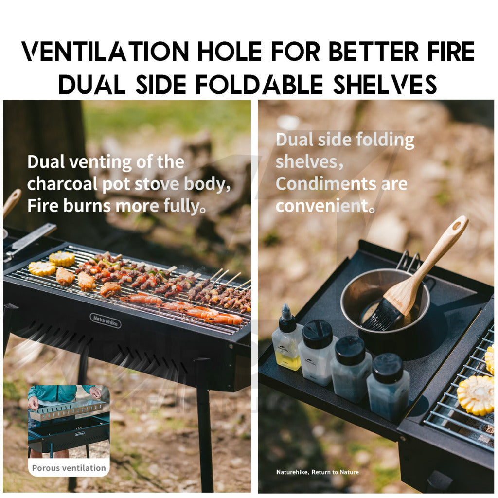 Naturehike Moyan Portable Charcoal BBQ Grill Stand Adjustable Height Stove Outdoor Camping Side Rack Shelf CNK2550CF013
