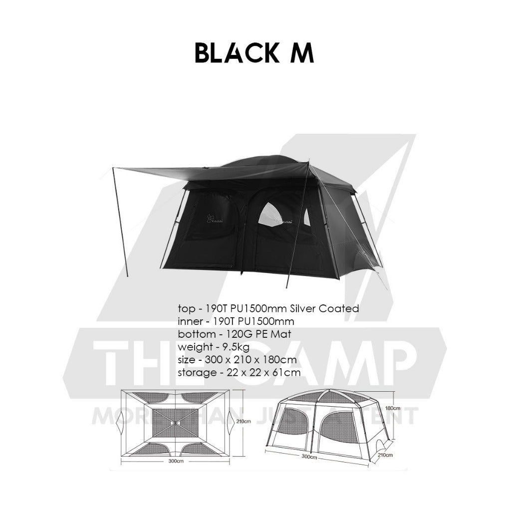 Vidalido An Saan Tent M / PRO Outdoor Camping Manual PU1500mm Family Villa Silver Coating Khemah Unta Camel