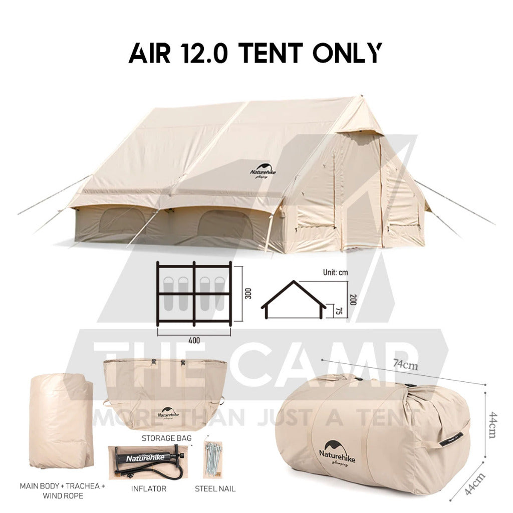 Naturehike Extend Air 12 12.0 Air Tent Inflatable 400 x 300cm Package Outdoor Camping Cotton Khemah Angin
