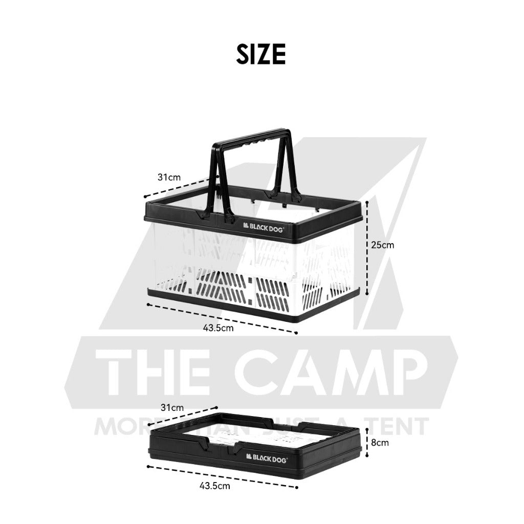 Blackdog Foldable Basket Folding Storage Box Outdoor Camping 26L Large Capacity Portable Compact Size Black CBD2450XB012