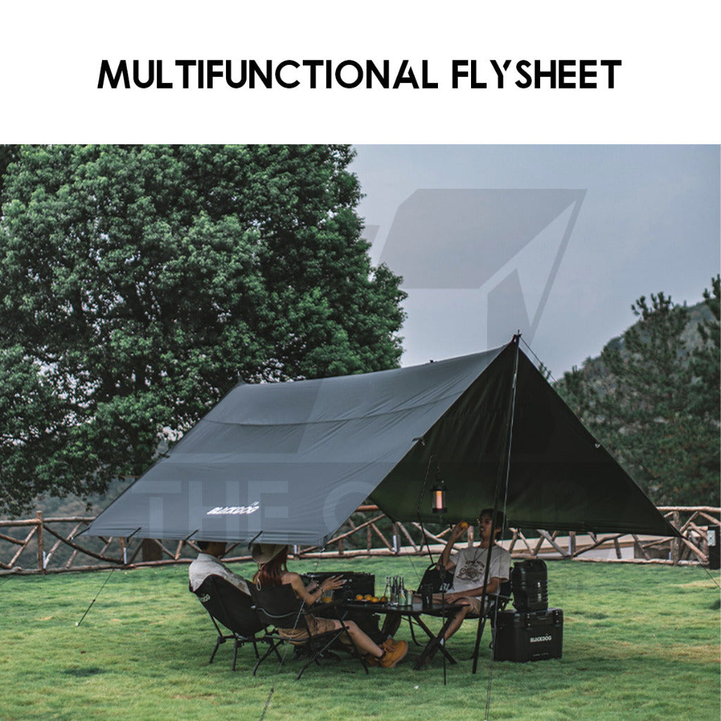Blackdog Hexagon / Square Flysheet Tarp Large Outdoor Camping Black Square Awning Pole Tent Light