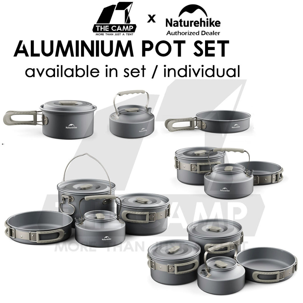 Naturehike Aluminium Cookware Set Cooking Set Pot Set Kettle Pan Pot Camping Outdoor Picnic CNK2450CF010