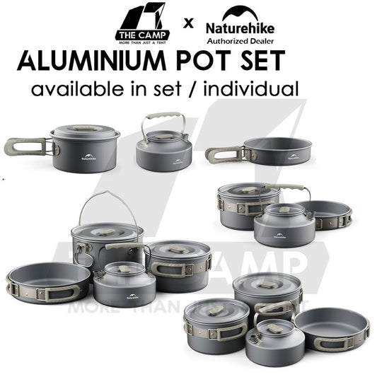 Naturehike Aluminium Cookware Set Cooking Set Pot Set Kettle Pan Pot Camping Outdoor Picnic CNK2450CF010