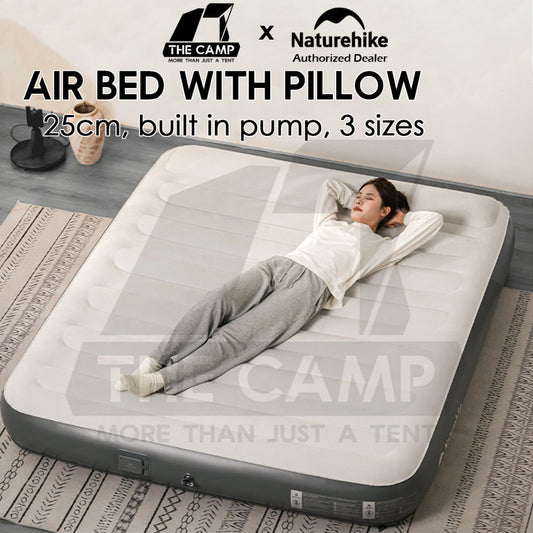 Naturehike Inflatable Air Bed 25cm Built In Pillow with Pump Mattress Single Double Triple King Tilam Angin CNK2450WS040