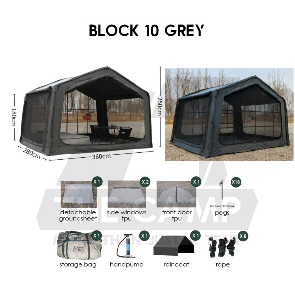 Spark Block 09 10 05 Air Tent Large Space Tactical Style Grey Black Khaki Beige Army Green Inflatable Khemah Angin Coody