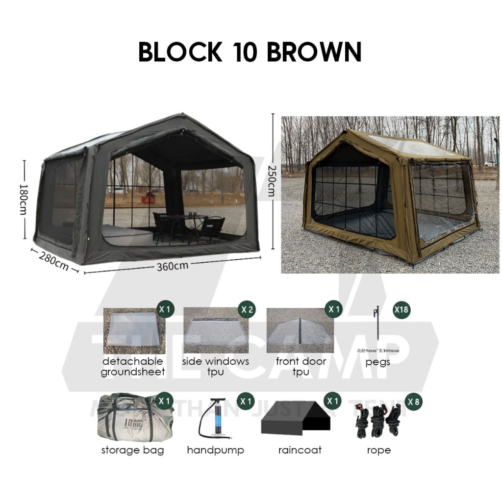 Spark Block 09 10 05 Air Tent Large Space Tactical Style Grey Black Khaki Beige Army Green Inflatable Khemah Angin Coody