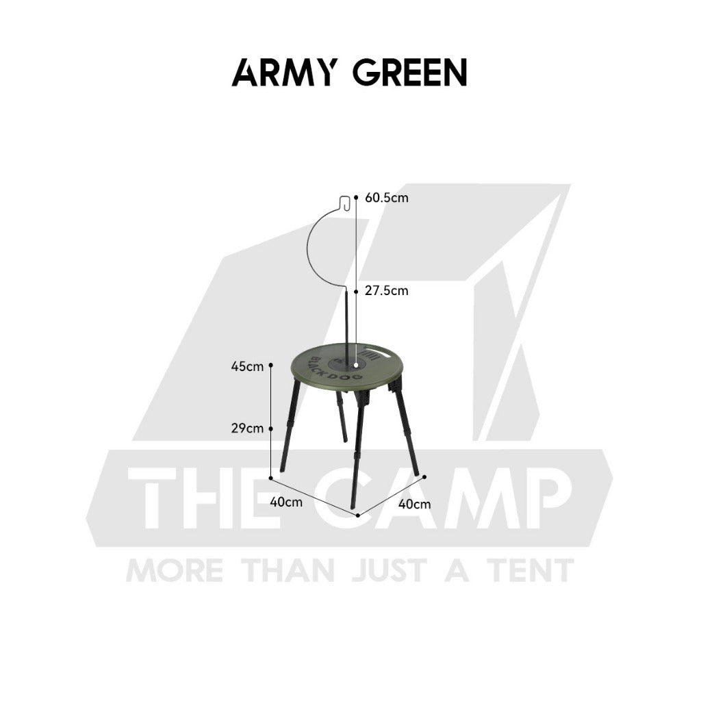 Blackdog Portable Table Stool Round Adjustable Height Heavy Duty with Lamp Pole Meja Hitam CBD2550JJ025
