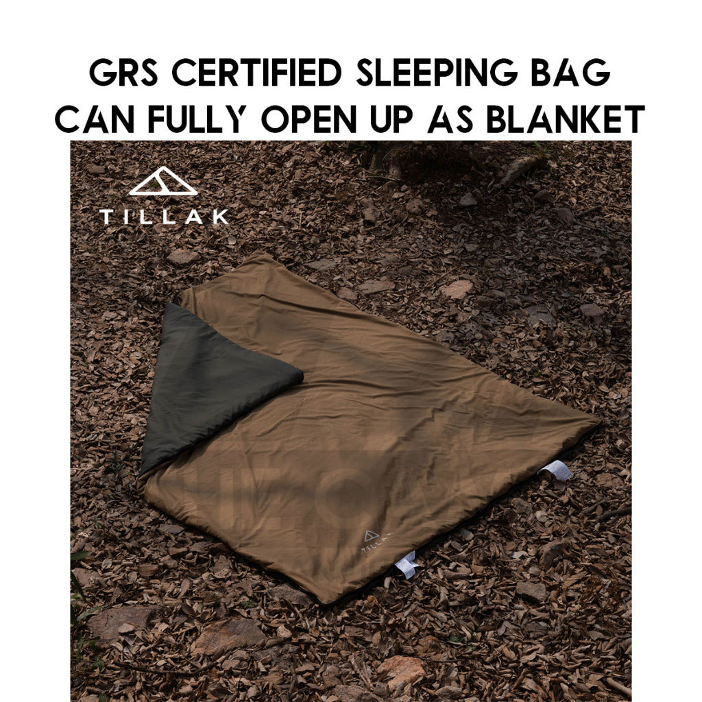 Tillak Envelope Sleeping Bag Lightweight Splashproof Washable Outdoor Camping Bed Comforter Blanket Black Double
