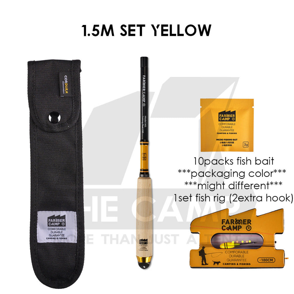 Farmer Camp Small Fishing Rod Set Outdoor Camping Fish Rod Compact Telescopic Shrimp Udang Ikan Pancing