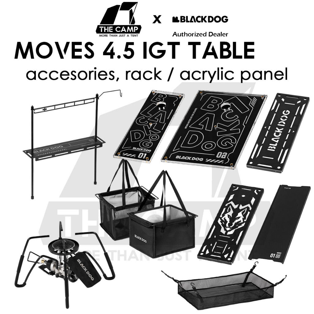 Blackdog Moves 4.5 IGT Table Accessories Acrylic Panel Rack Stove BBQ Stove Connector Corner Water Dispenser Mesh Bag