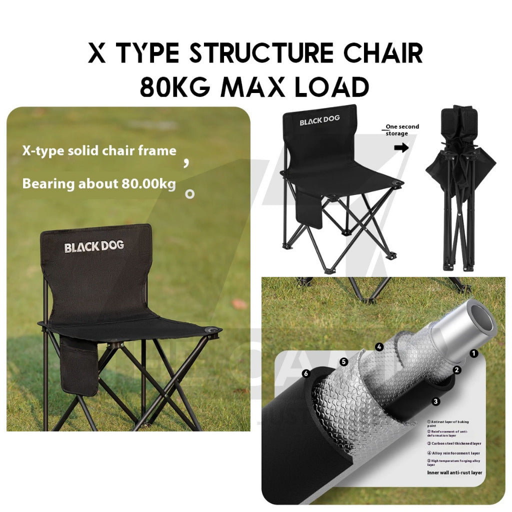 Blackdog Table Chair Set 1 Table 4 Chairs Carbon Steel Outdoor Camping CBD2550JJ037