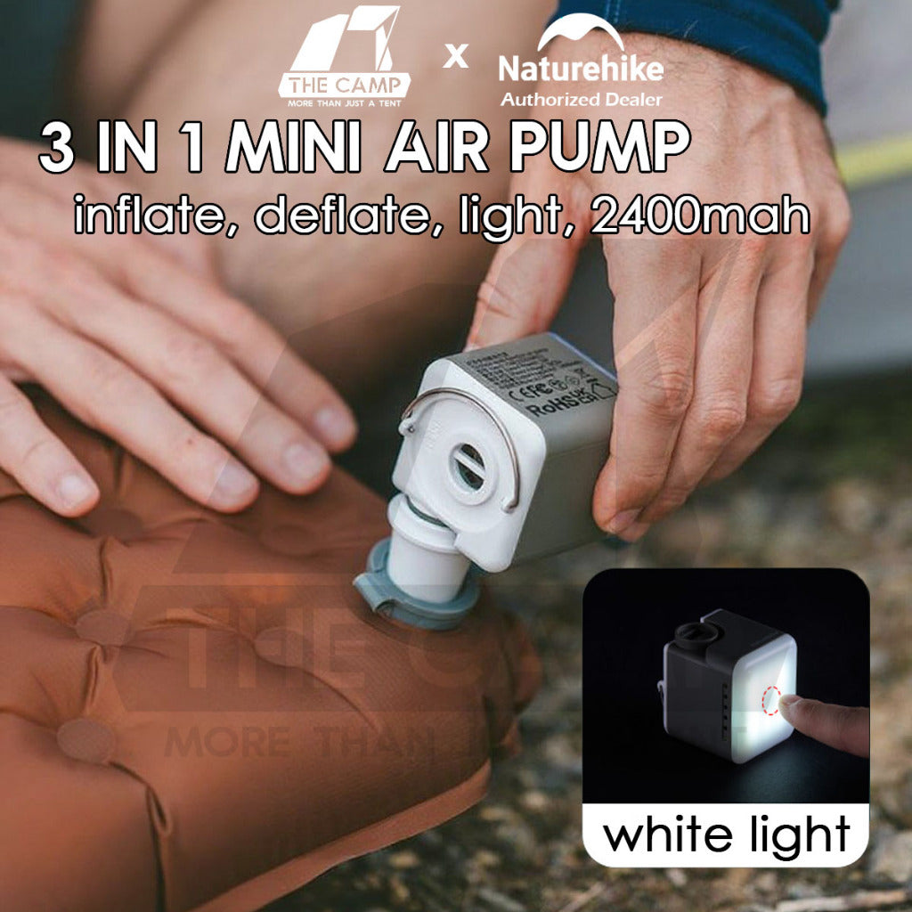 Naturehike 3 in 1 Mini Air Pump with Light Inflate Deflate Outdoor Camping Inflatable Bed Pillow Lamp CNK2550ZM012