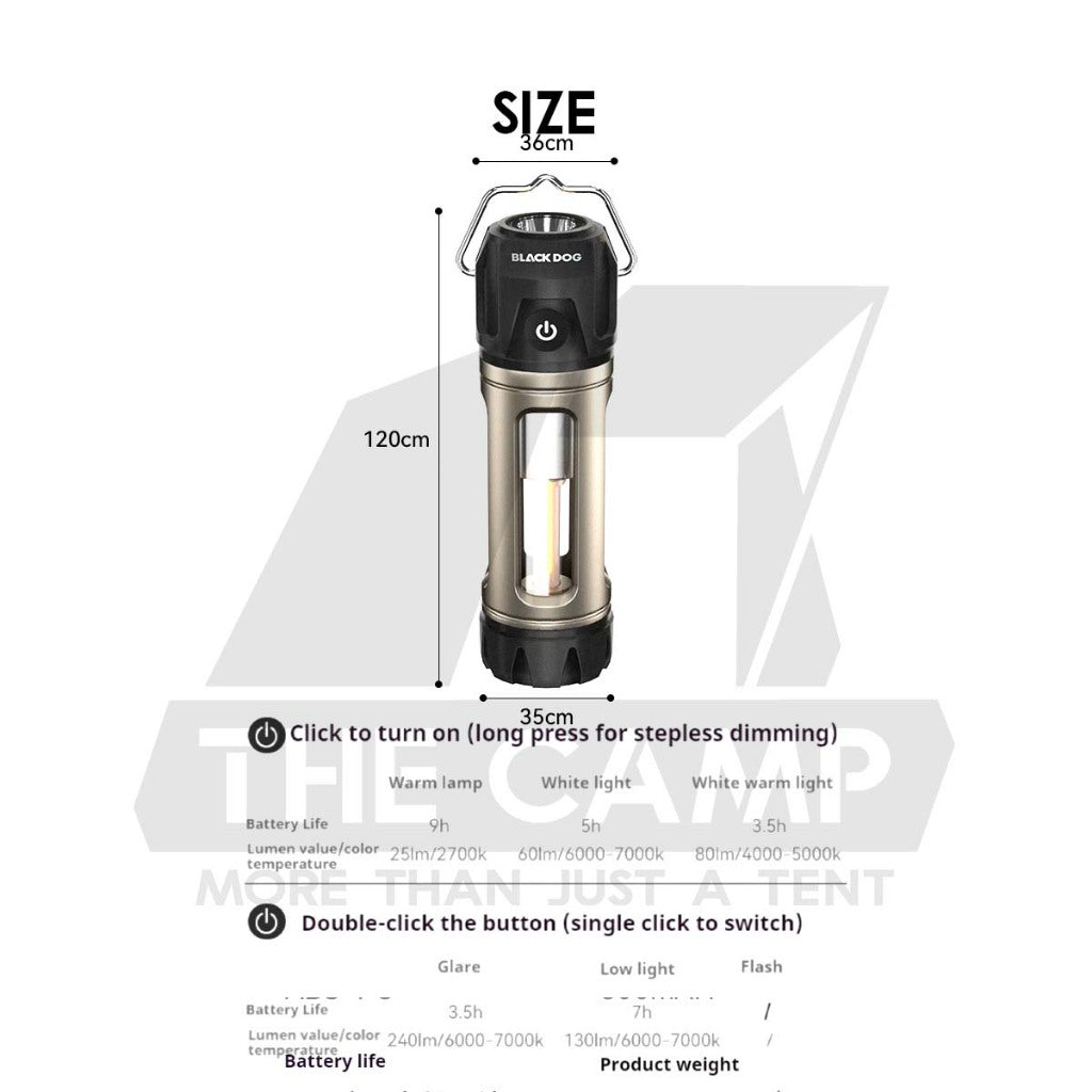 Blackdog ZM035 Camping Light with Torch Flashlight Atmosphere Magnetic Tactical Lamp Hanging Tripod Lampu CBD2550ZM035