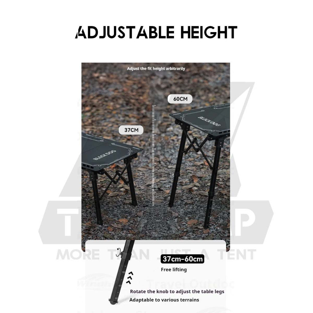 Blackdog Fold X Aluminium Table Portable Adjustable Height 4 piece Quick Folding Outdoor Camping CBD2550JJ029