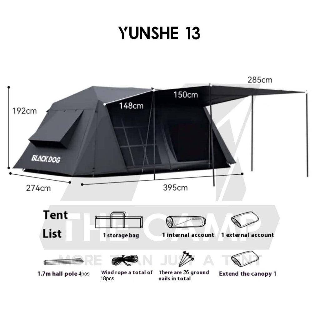 Blackdog Cloud House Auto Tent 6 6.0 13 Automatic Outdoor Camping PU3000mm YunShe Khemah CBD2550WS018 CBD2550WS025