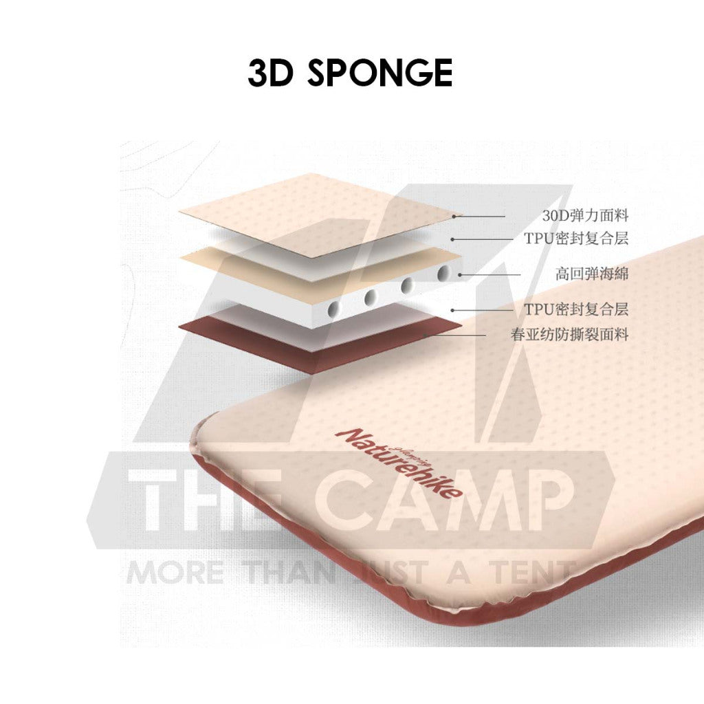 Naturehike 3D Sponge Bed Mattress Auto Inflate 6cm Self Inflatable Single Double Outdoor Camping Foldable NH21FCD11