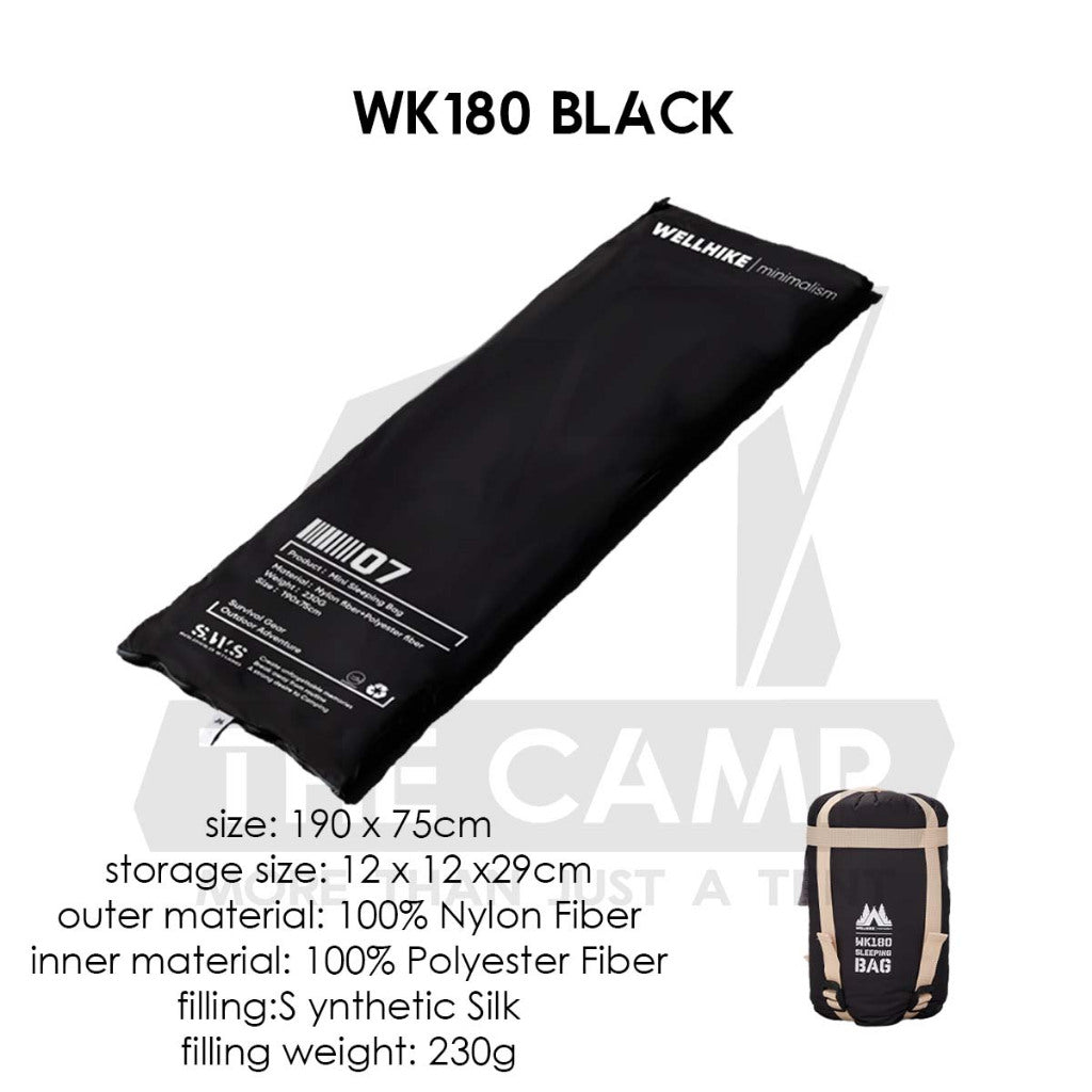 Wellhike SWS Envelope Sleeping Bag Lightweight Splashproof Washable Outdoor Camping Bed Comforter Blanket Black Pink