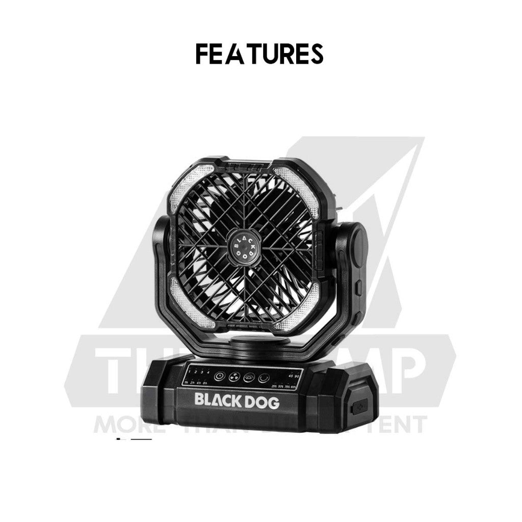 Blackdog Fan Portable Outdoor Camping Oscillating Kipas with LED Light Hanging Table Top Desktop CBD2550ZM038