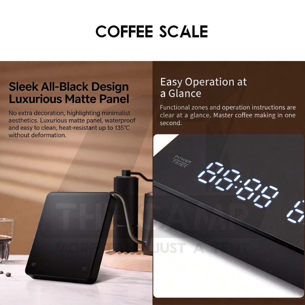 Cliton Coffee Scale Rechargeable Battery Kitchen Scale Digital Electronic Weight with Auto Timer Barista CL-KFC01