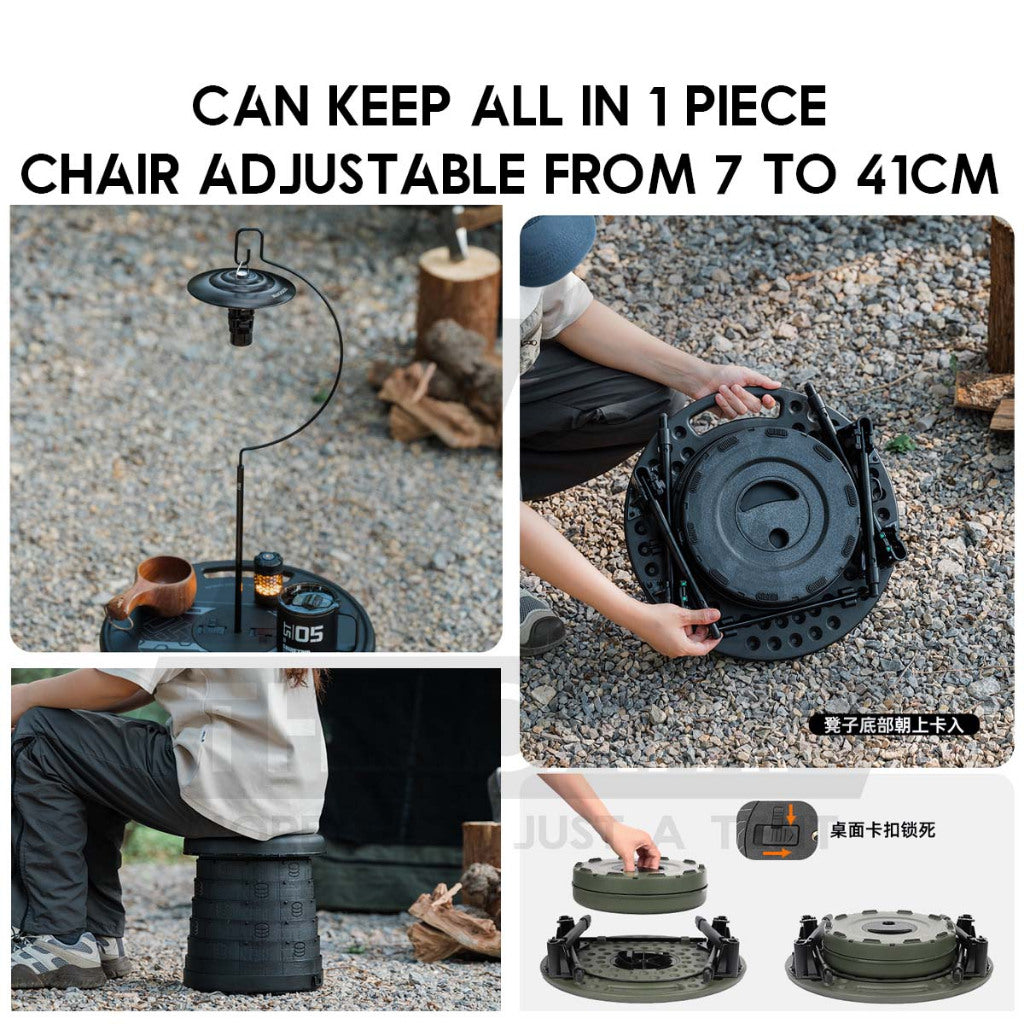 Shinetrip Round Table Portable Stool Chair Mini Tactical Outdoor Camping Adjustable Height Coffee Table Meja A553