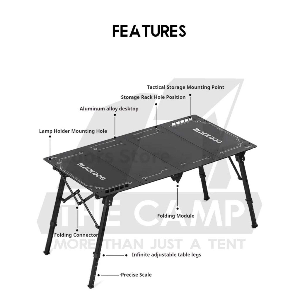 Blackdog Fold X Aluminium Table Portable Adjustable Height 4 piece Quick Folding Outdoor Camping CBD2550JJ029
