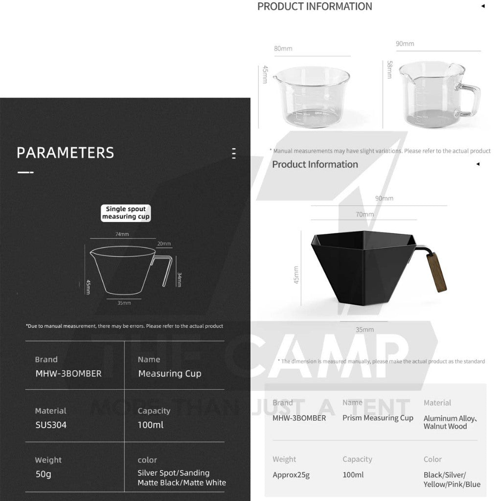 MHW-3BOMBER Measuring Cup Glass Stainless Steel Black with Scale Measure Jug 100ml 120ml