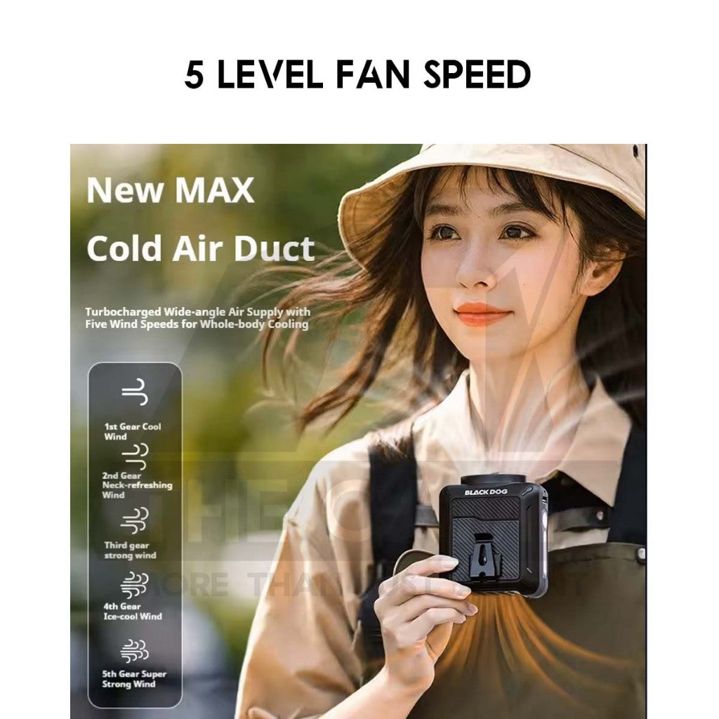 Blackdog Body Hanging Fan Portable Outdoor Camping Handheld Kipas with LED Light Hanging Waist CBD2550ZM037