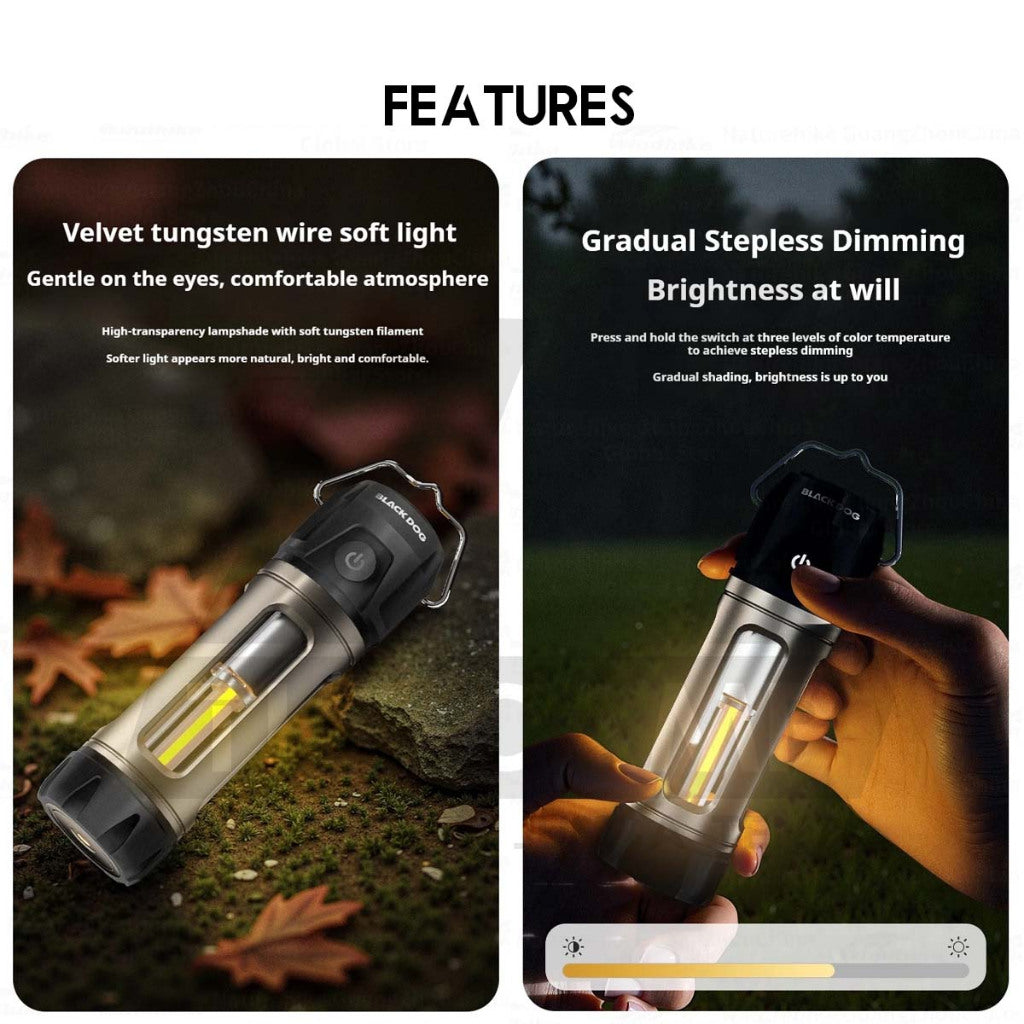 Blackdog ZM035 Camping Light with Torch Flashlight Atmosphere Magnetic Tactical Lamp Hanging Tripod Lampu CBD2550ZM035